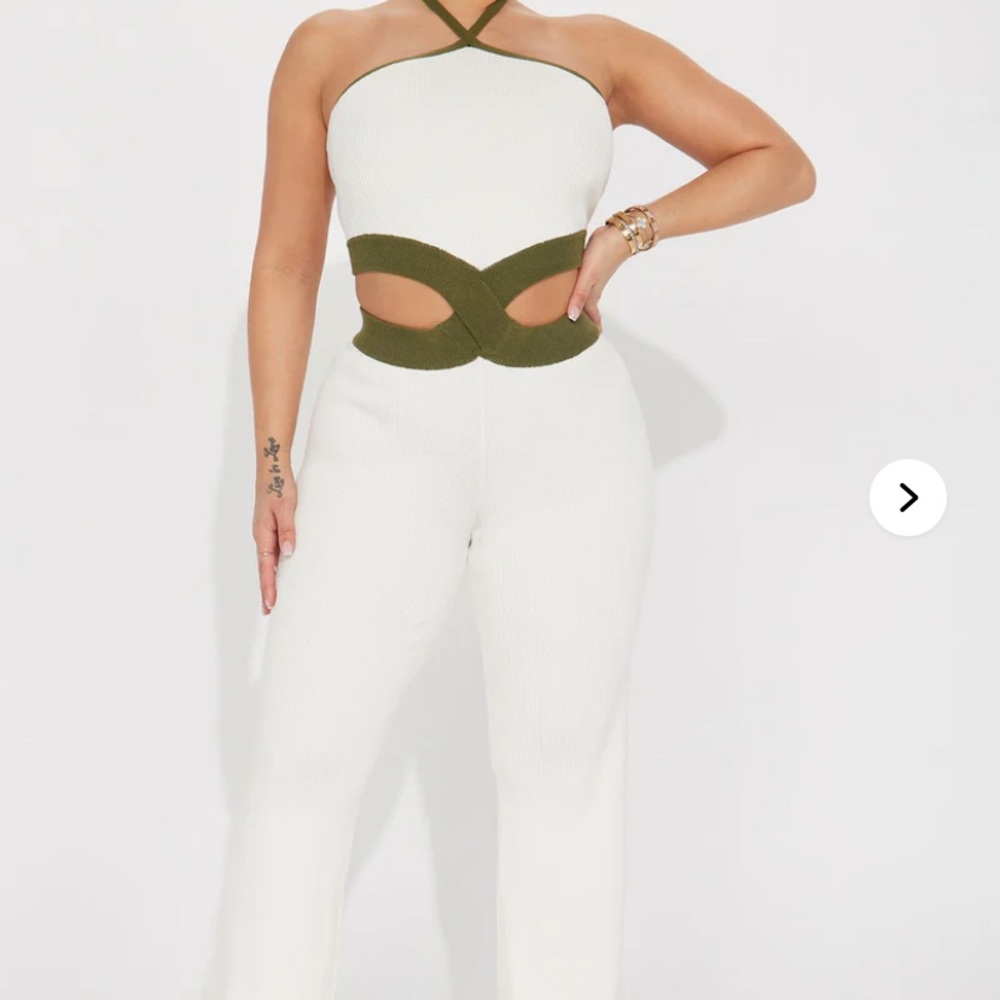 Fashion nova Elegant White and Green Jumpsuit